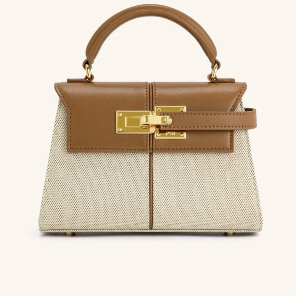 JW PEI Elise top handle crossbody brown canvas bag mini